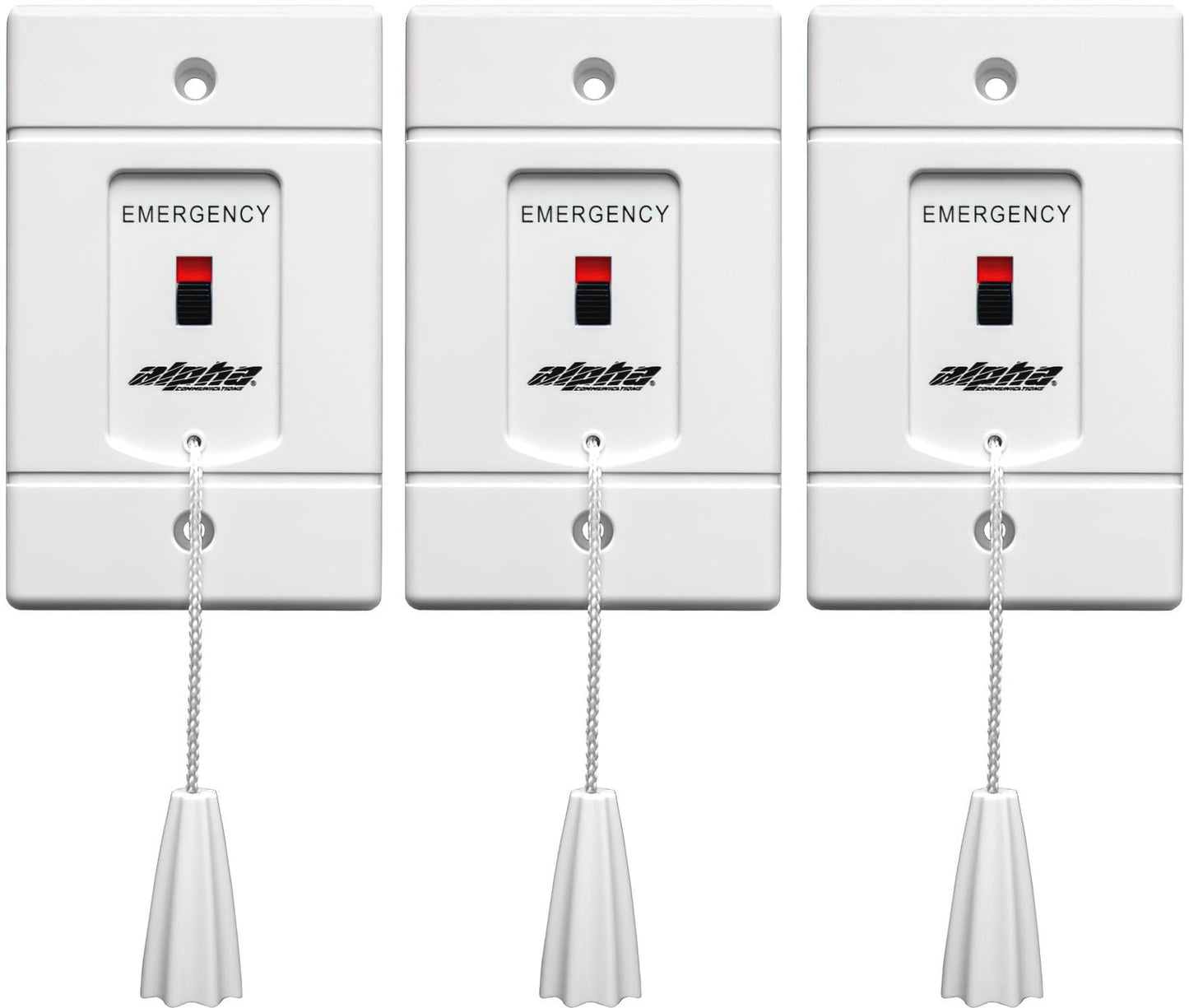 Alpha Communications SF117/2A Pack of 3 Emergency Call Switch; Red Call-Placed Indicator; Durable ABS Plastic Faceplate; 2 Circuits to Operate 1-2 Signaling Devices; 125V, 2A