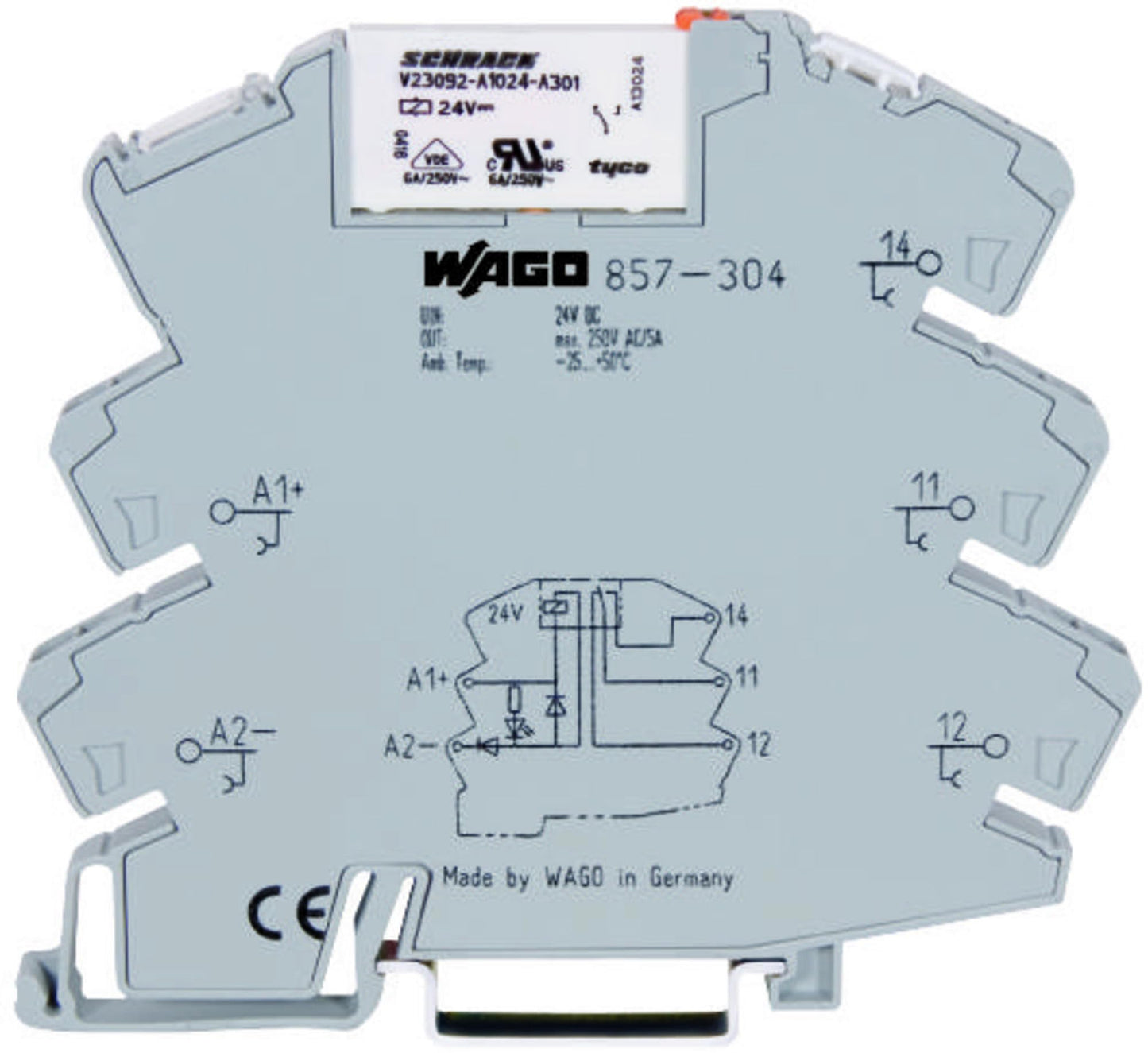 WAGO 857-357 Power Relay, 1CO, 115VAC/DC, 5A DIN Rail