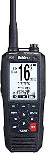 Uniden MHS338BT Floating, Handheld Marine VHF Radio, 6-Watts, GPS and Bluetooth, Submersible IPX8, Emergency Strobe & Flashlight, NOAA Weather Alerts, FM Radio, Chargeing Cradle & Li-ion Battery.