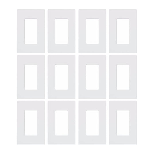 Lutron Claro Light Switch Cover Plate, 1 Gang Wallplate, for Decorator Light Switches, Rocker Light Switch Cover, Outlet Cover, Screwless Switch Plate Cover, Gloss, CW-1-WH-12, White, 12 Pack