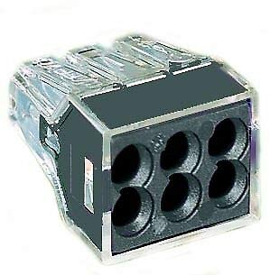 Wago - Push-in Wire Connector - 6 Port - Black - 773-166 - 50 Pack