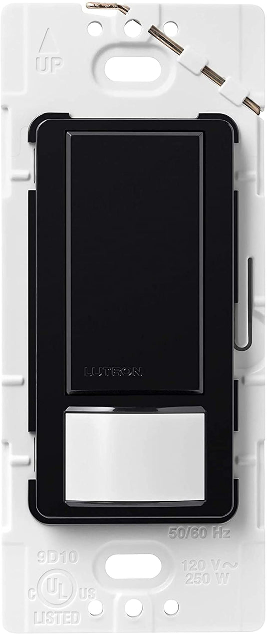 Lutron Maestro Motion Sensor Light Switch Indoor for Bathroom, Garage, Laundry Room, Any Bulbs, Occupancy Vacancy Sensor, Single-Pole, MS-OPS2-BL, Black