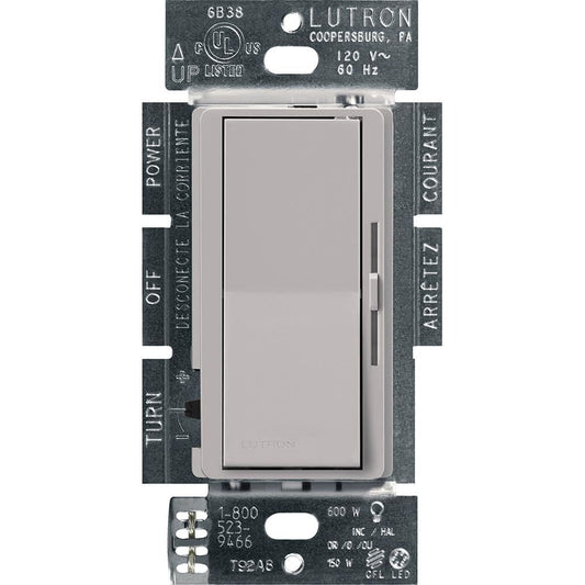 Lutron Diva LED+ Dimmer Light Switch for Dimmable LED, Halogen, and Incandescent Bulbs, 150 Watt, Single-Pole or 3-Way, DVCL-153P-GR, Gray