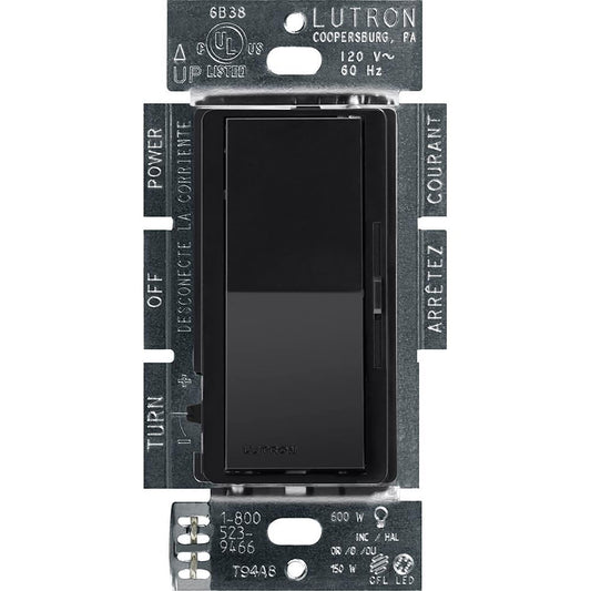 Lutron Diva LED+ Dimmer Light Switch for Dimmable LED, Halogen, and Incandescent Bulbs, 150 Watt, Single-Pole or 3-Way, DVCL-153P-BL, Black