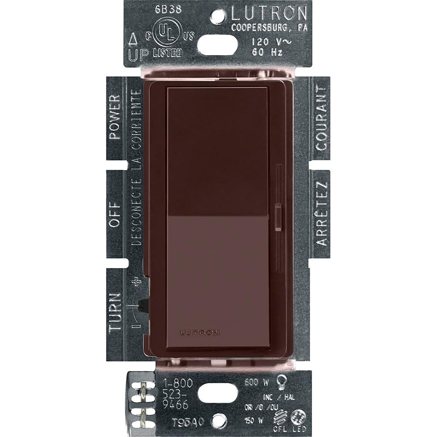 Lutron DVCL-153P-BR LED+ Dimmer Switch, 1 pack, Brown