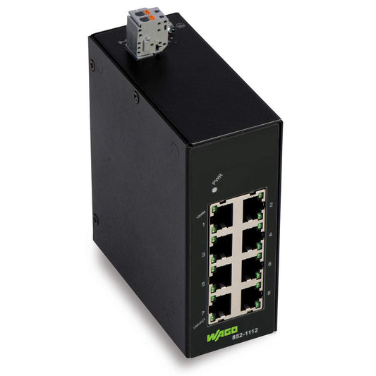 WAGO 852-1112 1 GBPS, 100MBPS, 8 Ports, DIN Rail Mount, ETHERNET Switch, Network SPEEDS:10MBPS, RJ45 X 8, ROHS Compliant