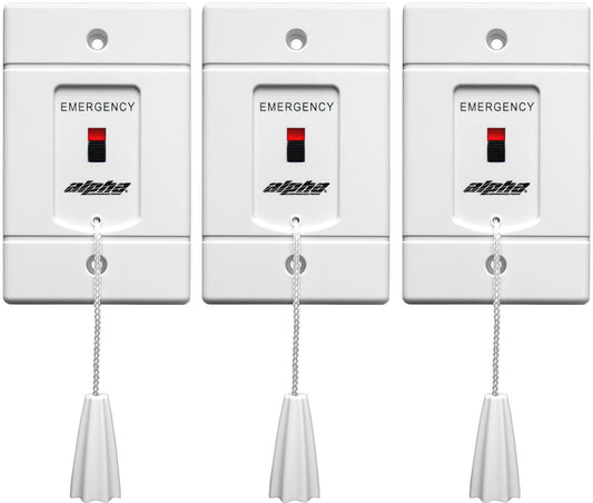 Alpha Communications SF117/2A Pack of 3 Emergency Call Switch; Red Call-Placed Indicator; Durable ABS Plastic Faceplate; 2 Circuits to Operate 1-2 Signaling Devices; 125V, 2A
