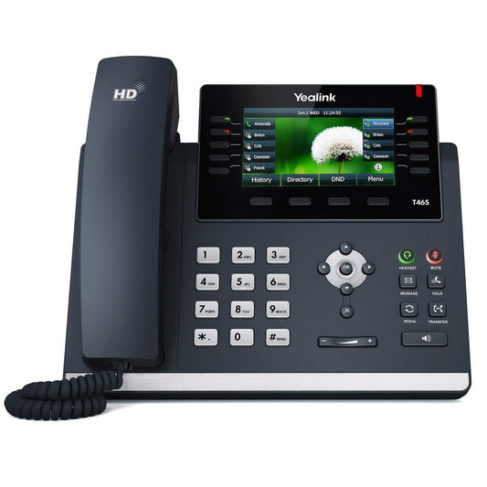 Yealink SIP-T46S Ultra-Elegant Gigabit IP Phone, 10 Line Keys Can Be Programmed with Up to 27 Features on 3 Page View (Renewed)