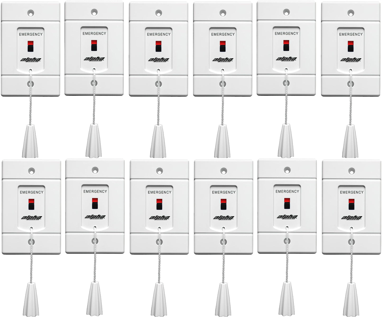 Alpha Communications SF117/2A Pack of 12 Emergency Call Switch; Red Call-Placed Indicator; Durable ABS Plastic Faceplate; 2 Circuits to Operate 1-2 Signaling Devices; 125V, 2A