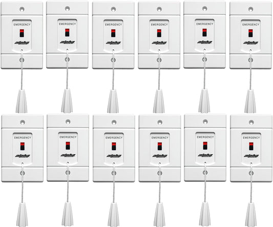Alpha Communications SF117/2A Pack of 12 Emergency Call Switch; Red Call-Placed Indicator; Durable ABS Plastic Faceplate; 2 Circuits to Operate 1-2 Signaling Devices; 125V, 2A